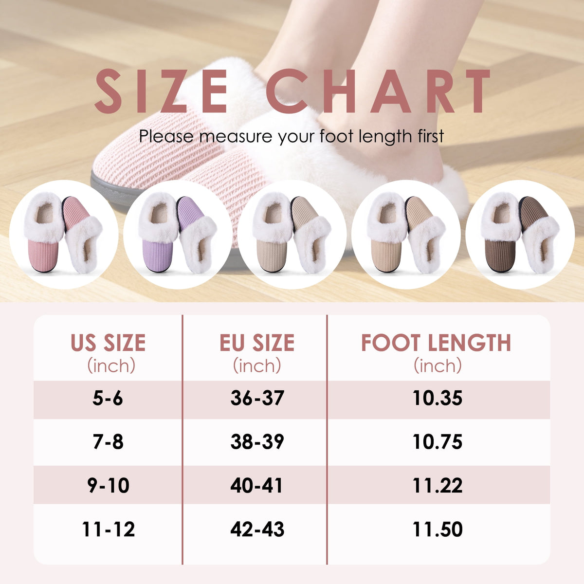 REDESS Fuzzy Slippers for Women Closed Toe Womens Faux Fur Memory Foam Cozy Plush House Slippers