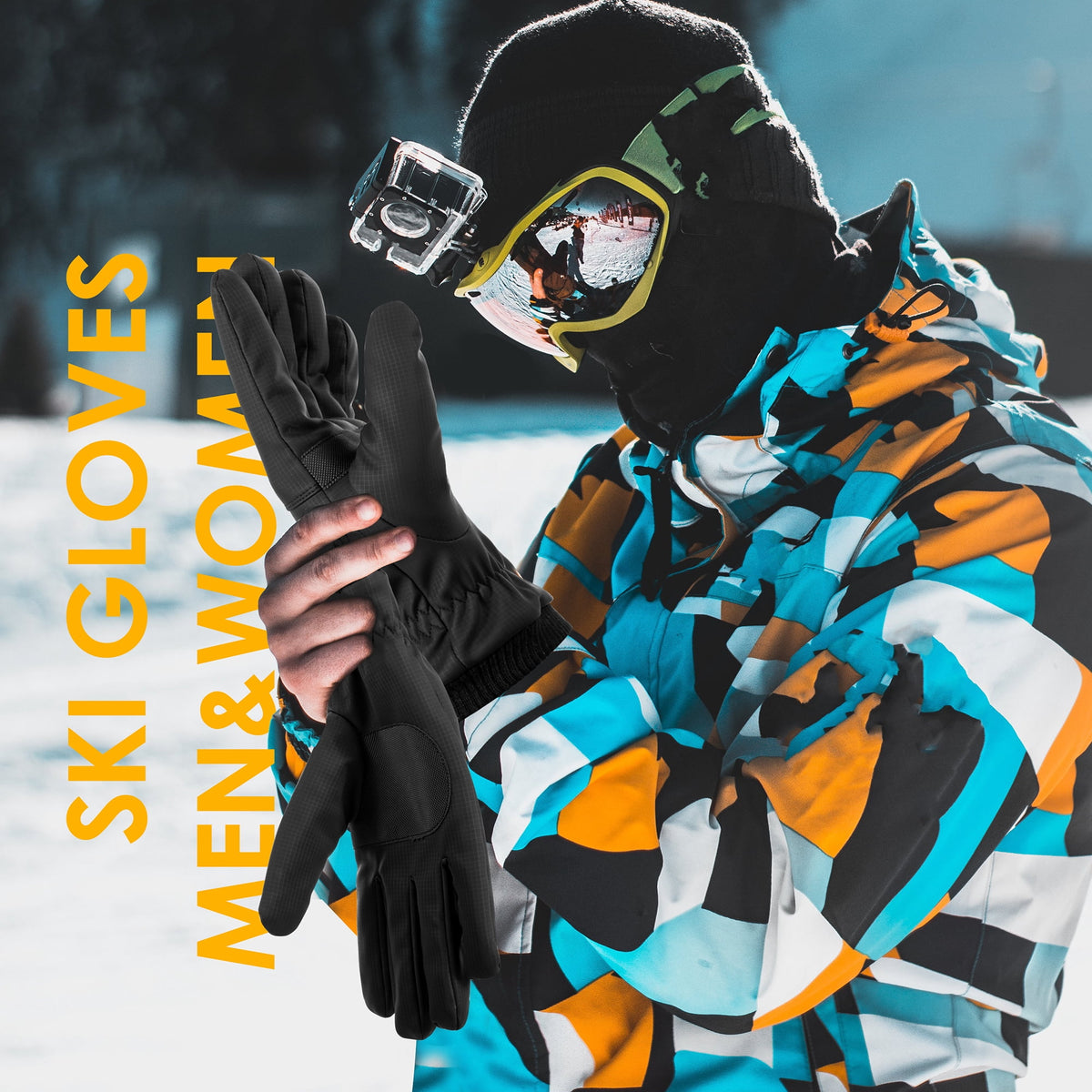 REDESS Men's and Women's Winter Gloves Waterproof Warm for Ski Driving Running Black