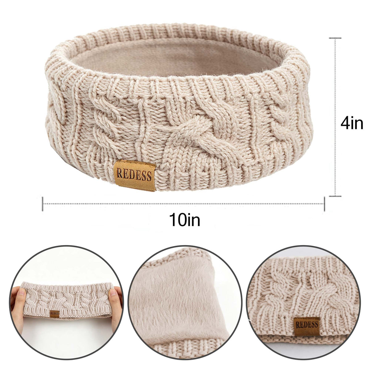 REDESS Winter Beanie Hat Scarf Gloves Headband Set Pompom Fleece Lined Warm Cap Touchscreen Gloves