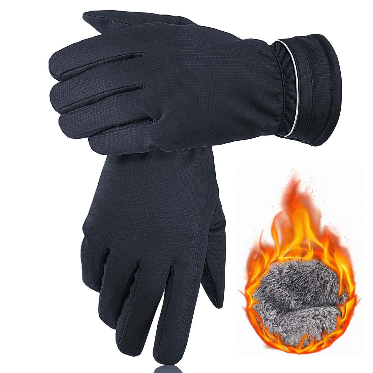 REDESS Unisex Winter Waterproof Black Gloves for Men and Women for Ski Driving Running Cycling Cold Weather