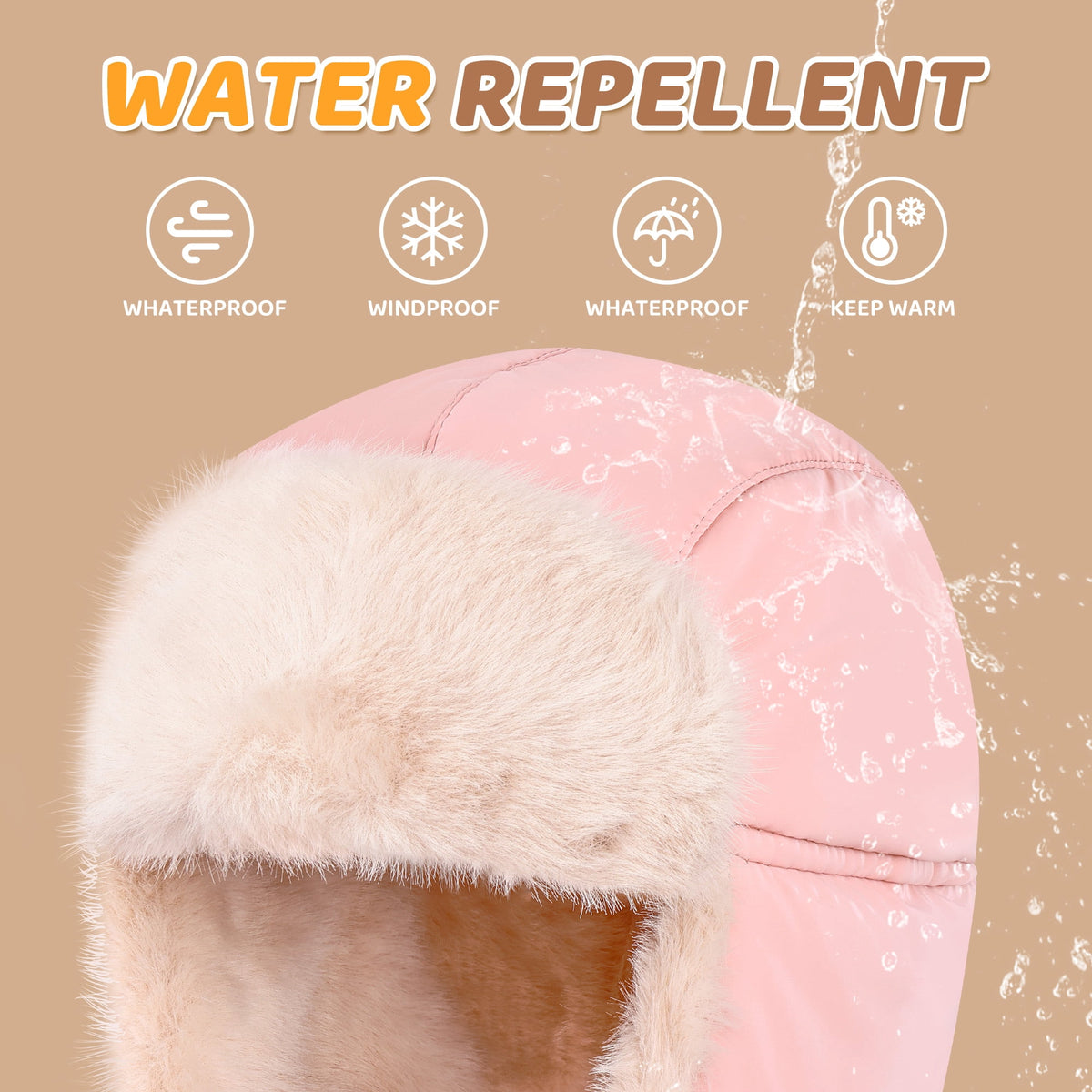 REDESS Winter Trapper Hat for Boys Girls£¬Earflap Cap Waterproof &Windproof Beanie Faux Fur Lined Kids Hat