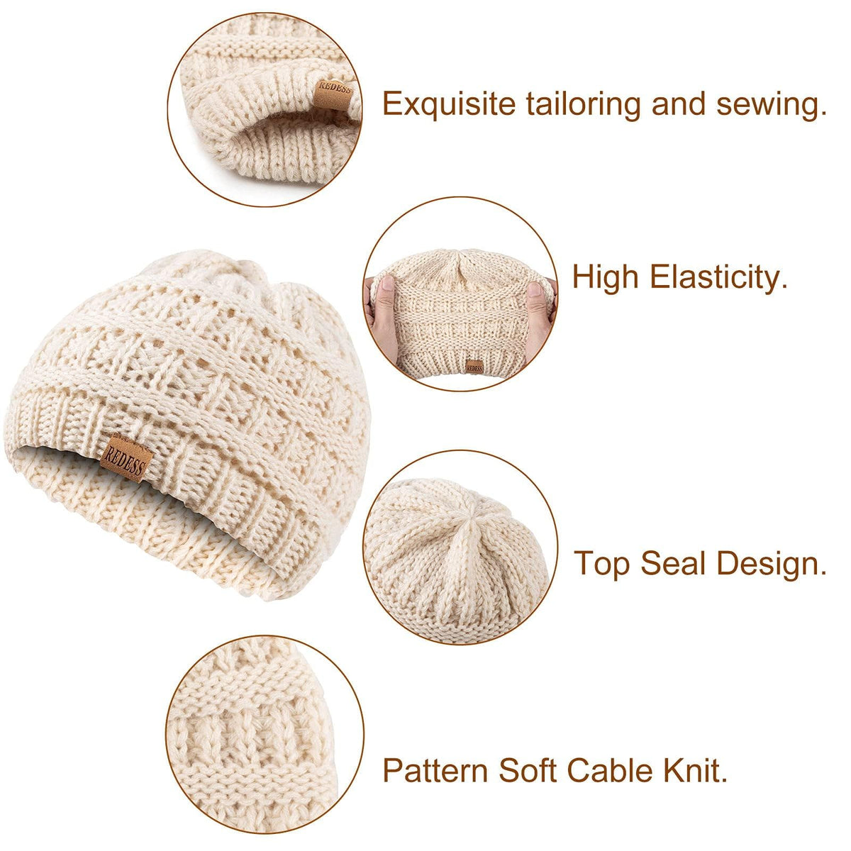 REDESS Baby Kids Winter Warm Hats, Infant Toddler Children Beanie Knit Cap Girls Boys-3 Pack