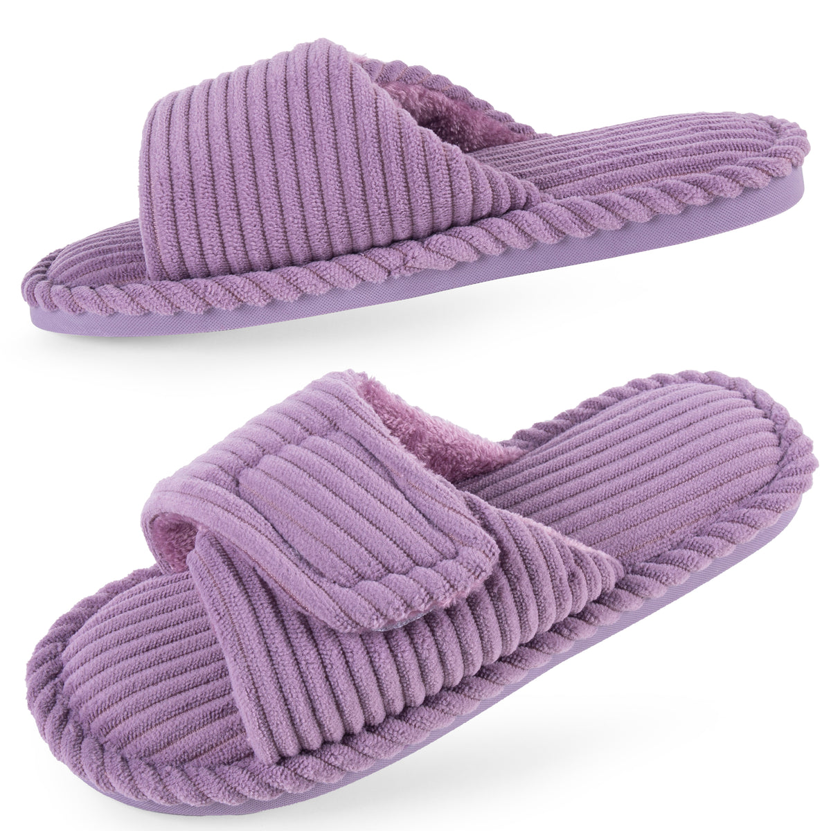 REDESS Slippers for Women Hook-and-Loop Womens Slippers Memory Foam Stripe House Slippers