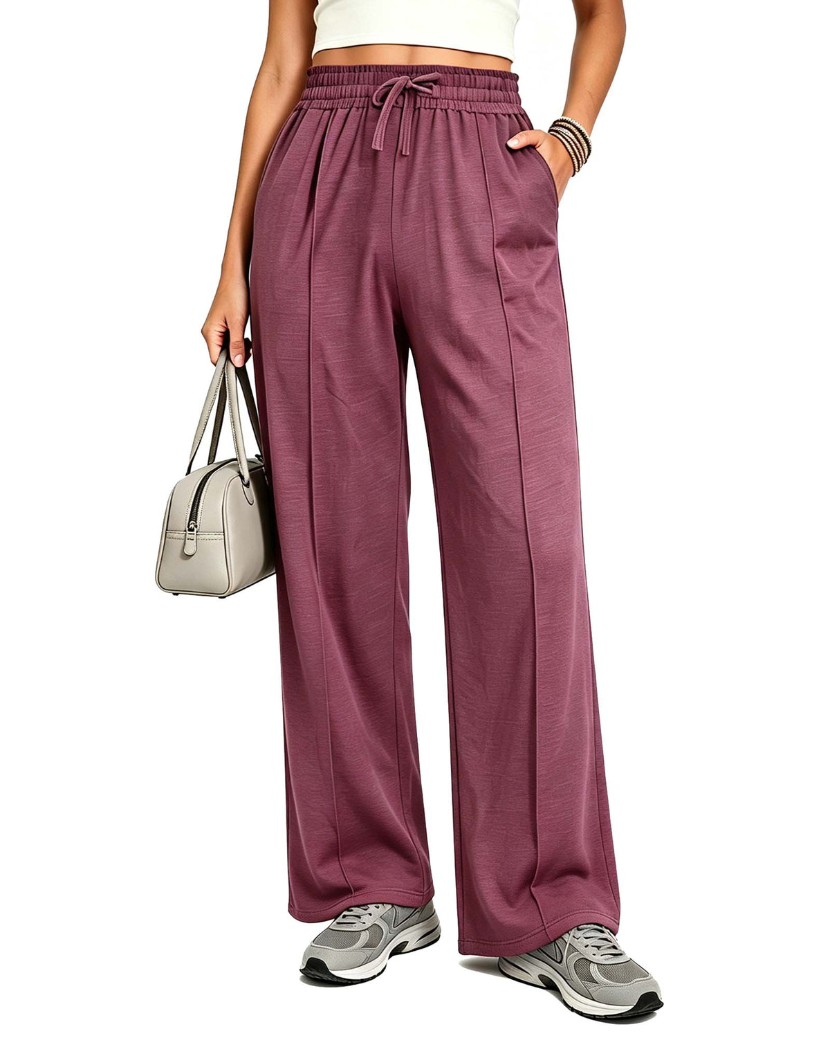 REDESS Sweatpants for Women Wide Leg Casual Baggy Black Sweatpants Drawstring Workout Pants with Pockets,S-XXL