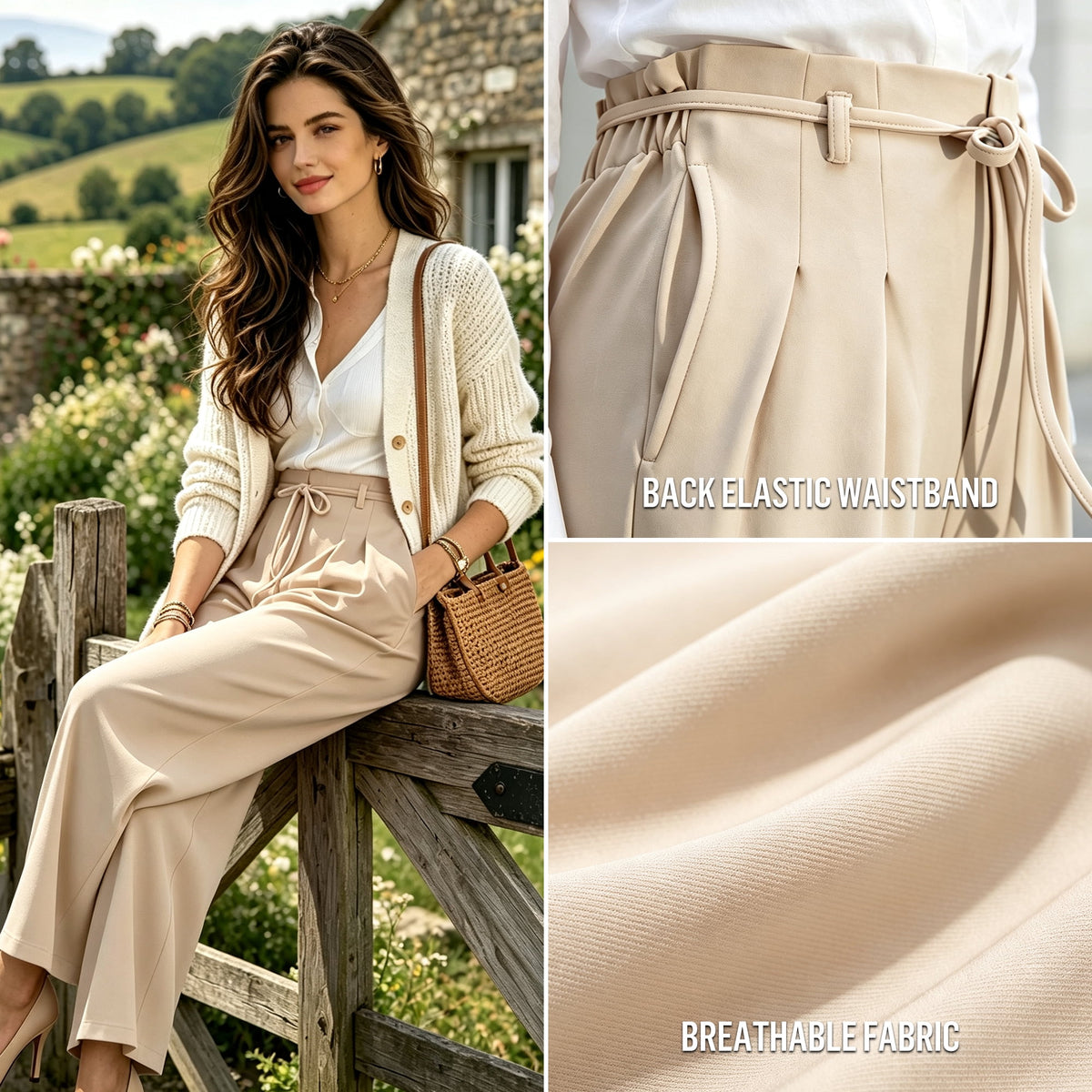 REDESS Dress Pants for Women Wide Leg Pant Business Casual Flowy Palazzo Pants with Pocket,XS-2XL