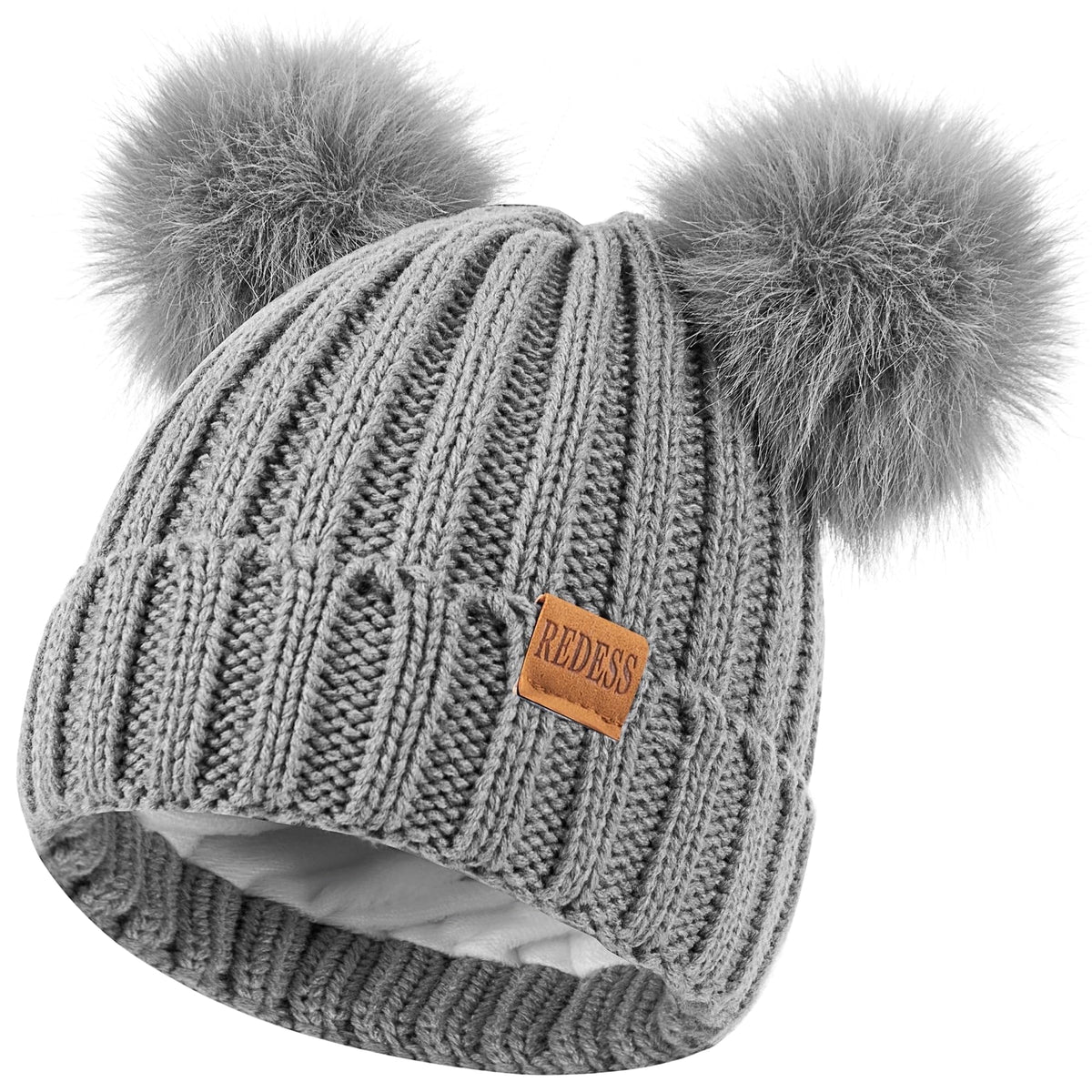 REDESS Winter Beanie Hats for Kids with Warm Fleece Lined, Children's Knit Hat for Boys Girls 5-9 Years Old
