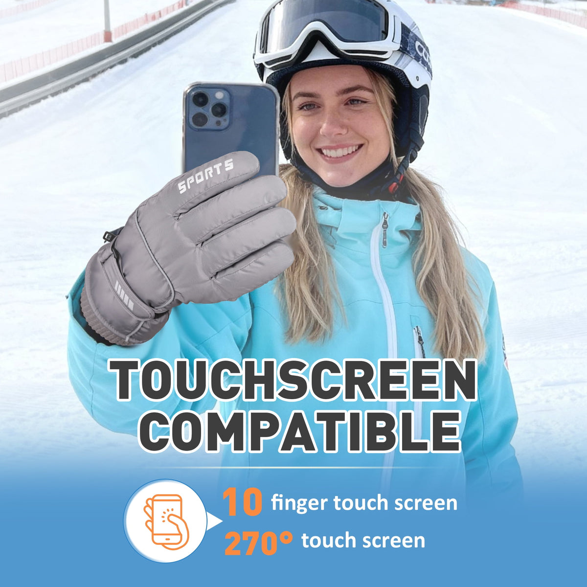 REDESS Men's Winter Gloves with Waterproof Touchscreen for Outdoor Sprots Ski Snowboard ,Black