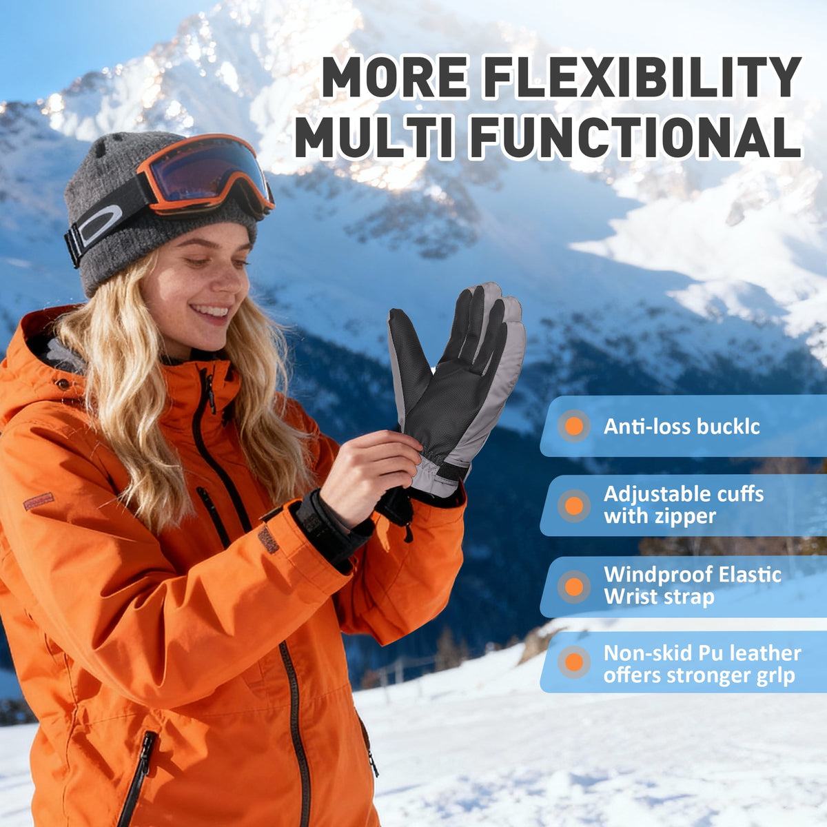 REDESS Men's Winter Gloves with Waterproof Touchscreen for Outdoor Sprots Ski Snowboard ,Black