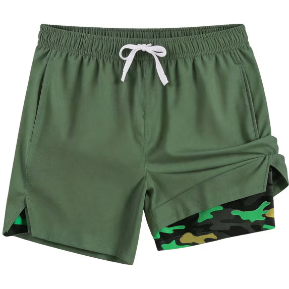 REDESS Mens Swim Trunks with Liner, Mens Athletic Running Workout Shorts 6" Inseam, Sizes S-2XL