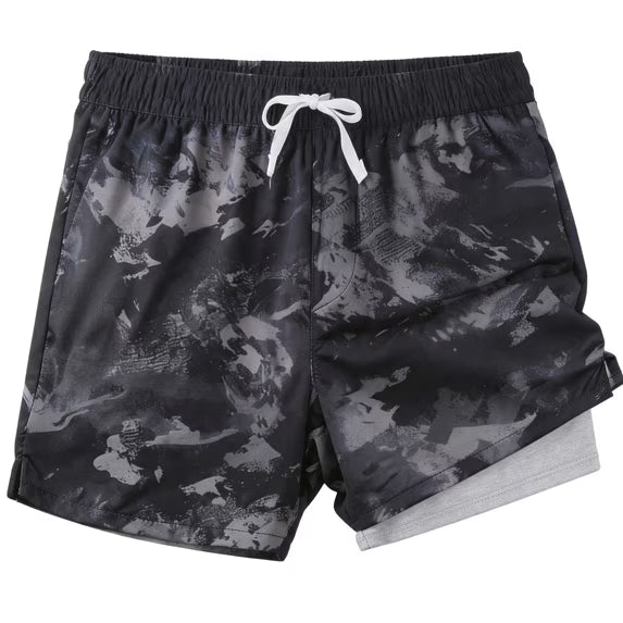 REDESS Mens Swim Trunks with Liner, Mens Athletic Running Workout Shorts 6" Inseam, Sizes S-2XL