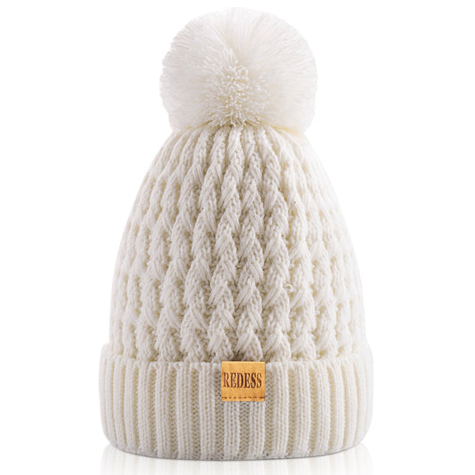 REDESS Kids Winter Beanie Hat, Knit Skull Cap for Girls Boys 3-9 Years Old