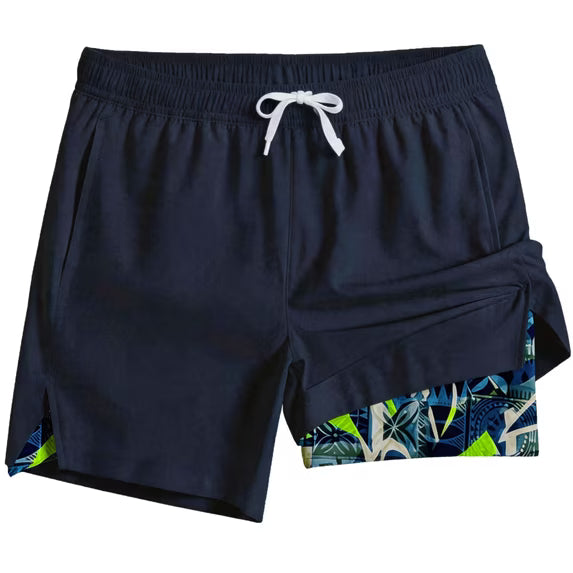 REDESS Mens Swim Trunks with Liner, Mens Athletic Running Workout Shorts 6" Inseam, Sizes S-2XL