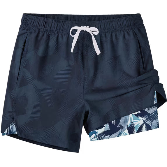 REDESS Mens Swim Trunks with Liner, Mens Athletic Running Workout Shorts 6" Inseam, Sizes S-2XL