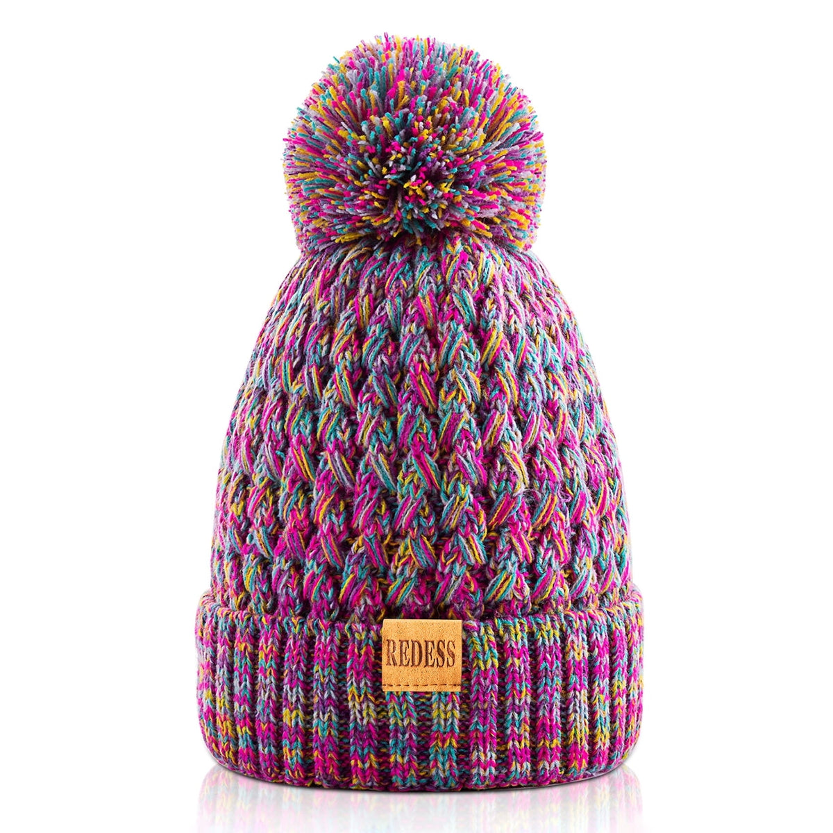 REDESS Kids Winter Beanie Hat, Knit Skull Cap for Girls Boys 3-9 Years Old