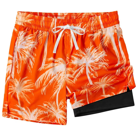 REDESS Mens Swim Trunks with Liner, Mens Athletic Running Workout Shorts 6" Inseam, Sizes S-2XL
