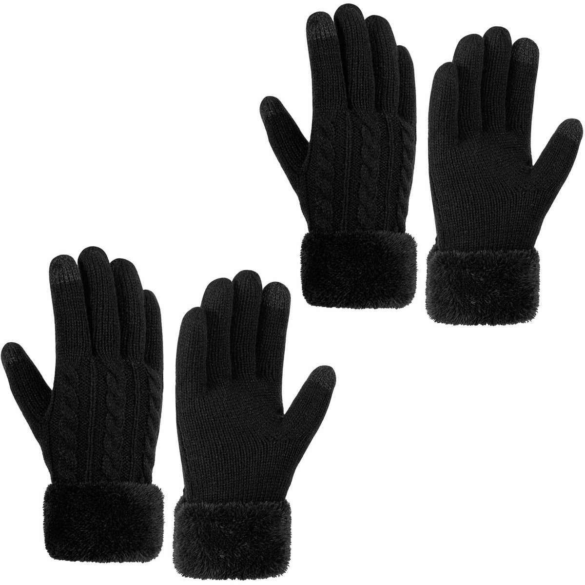 REDESS Women's Thermal Winter Gloves with Fleece Lining & Touch Screen,Black