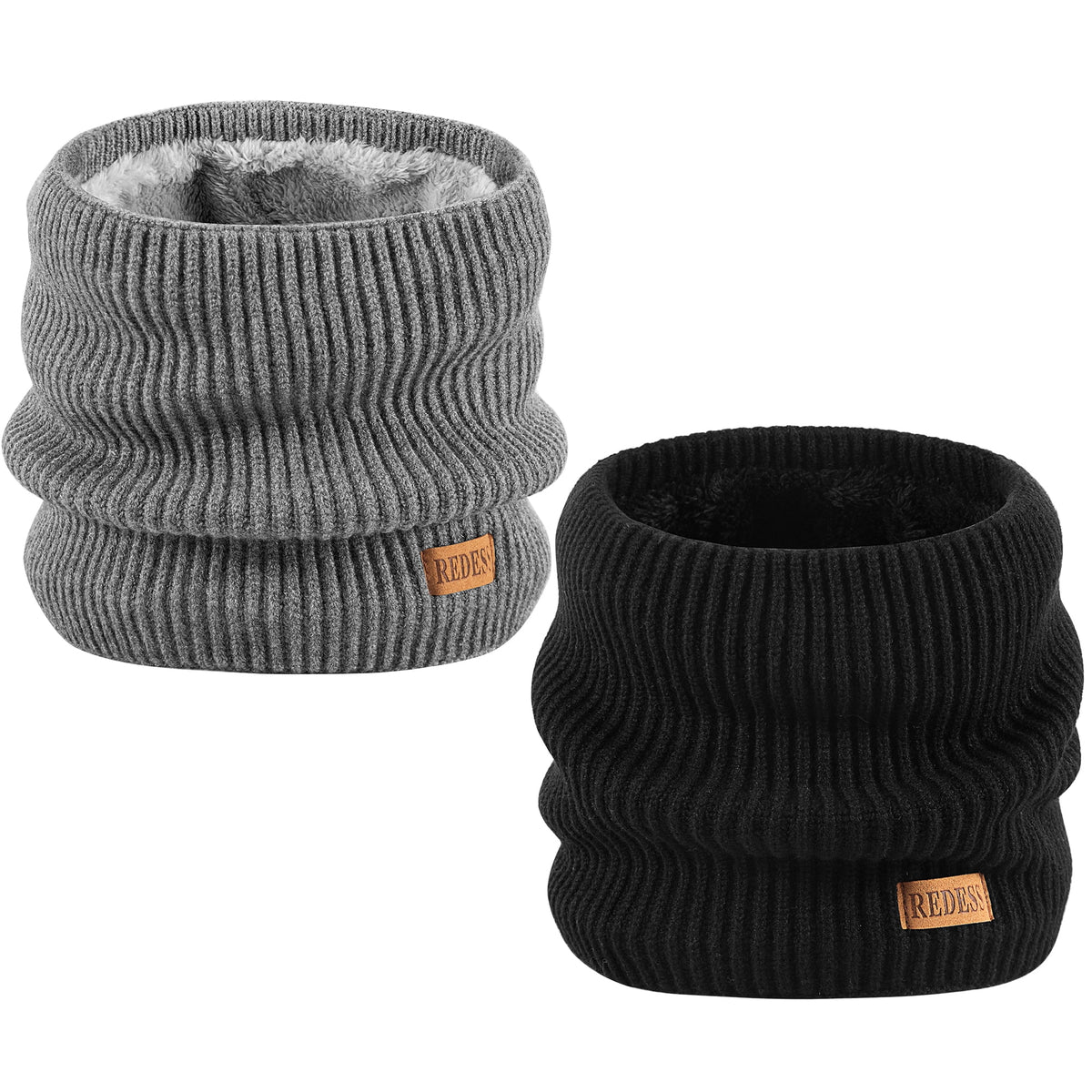 REDESS Winter Neck Gaiter Balaclava Warmer Face Ski Mask for Men and Women,Black, 2 Pack