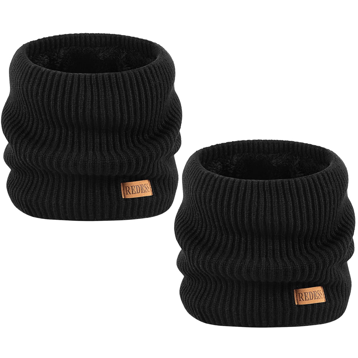REDESS Winter Neck Gaiter Balaclava Warmer Face Ski Mask for Men and Women,Black, 2 Pack
