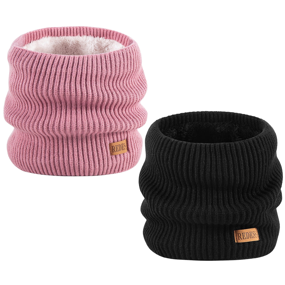 REDESS Winter Neck Gaiter Balaclava Warmer Face Ski Mask for Men and Women,Black, 2 Pack