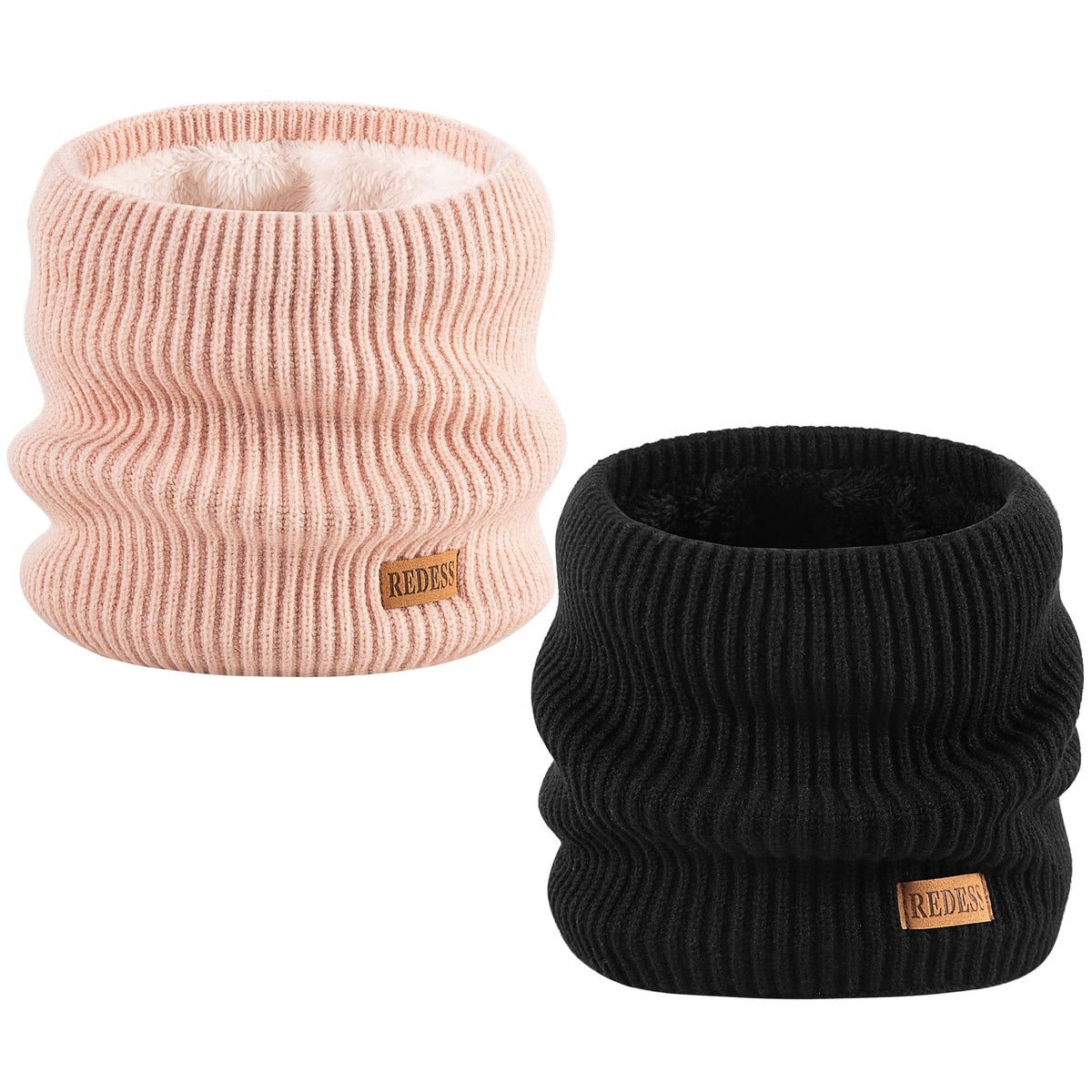 REDESS Winter Neck Gaiter Balaclava Warmer Face Ski Mask for Men and Women,Black, 2 Pack