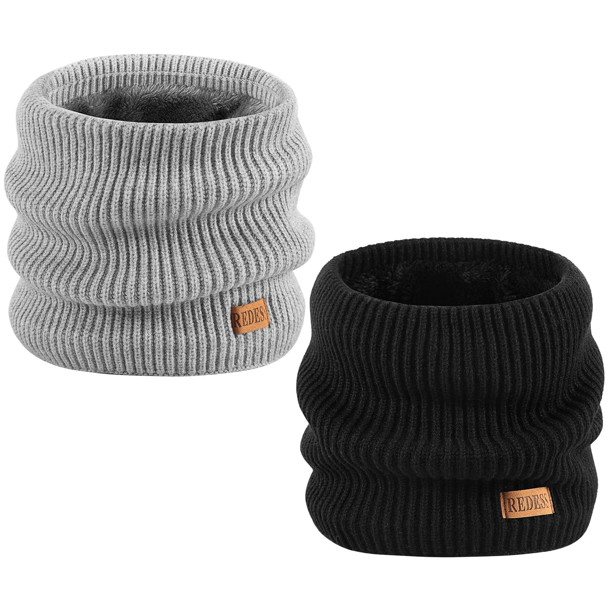 REDESS Winter Neck Gaiter Balaclava Warmer Face Ski Mask for Men and Women,Black, 2 Pack