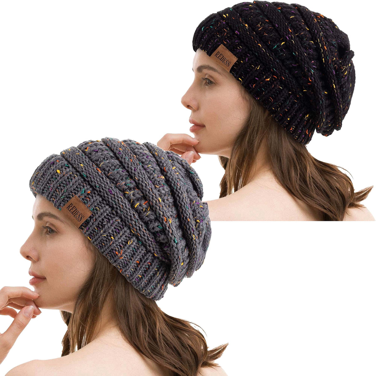 REDESS Slouchy Oat Beanie Hat for Women Winter Warm Knit Cap
