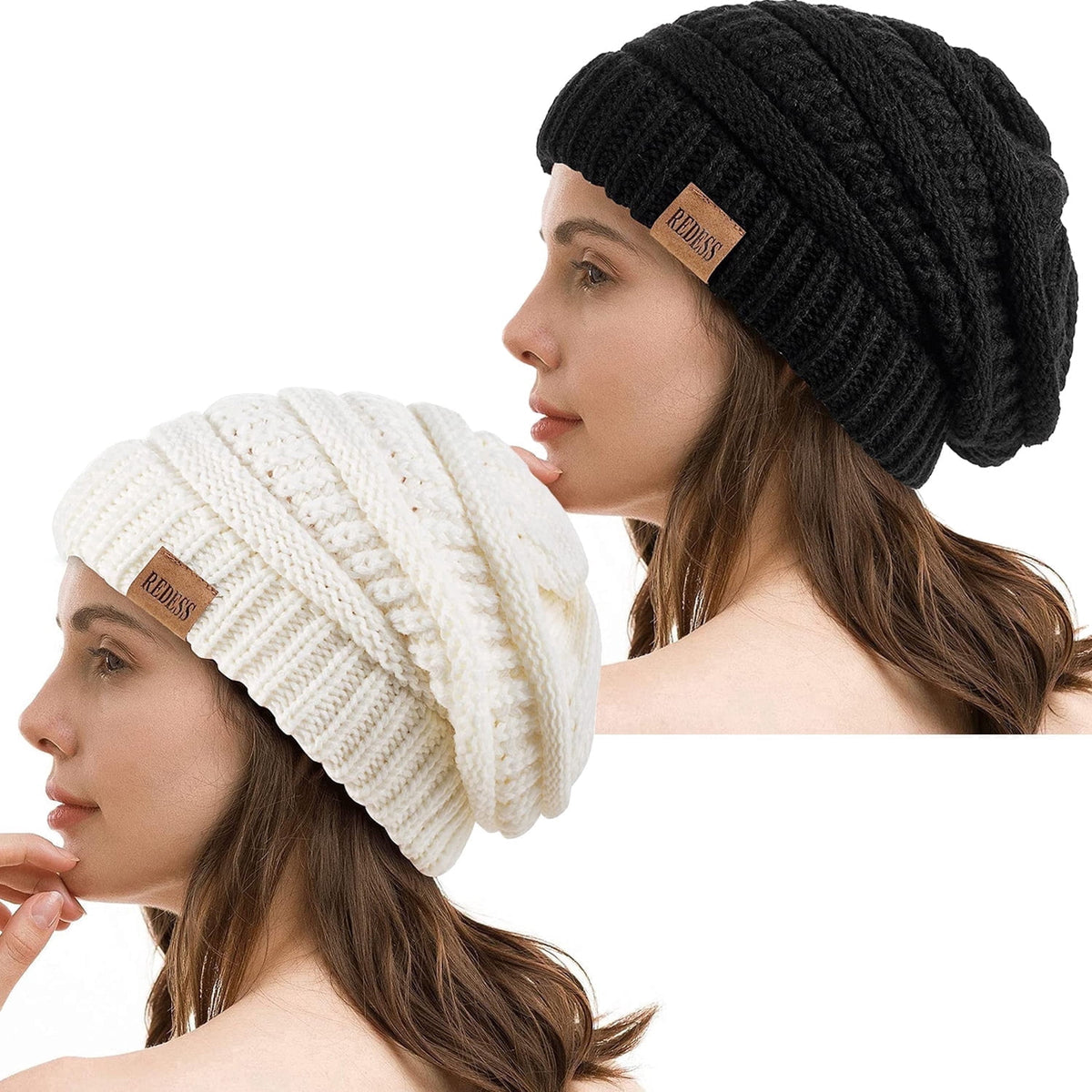 REDESS Slouchy Oat Beanie Hat for Women Winter Warm Knit Cap