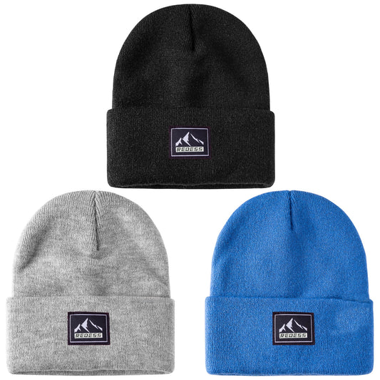 REDESS 3 Pack Kids Warm Winter Knit Cuffed Beanie Hat for Boy and Girl 0-3 Year old