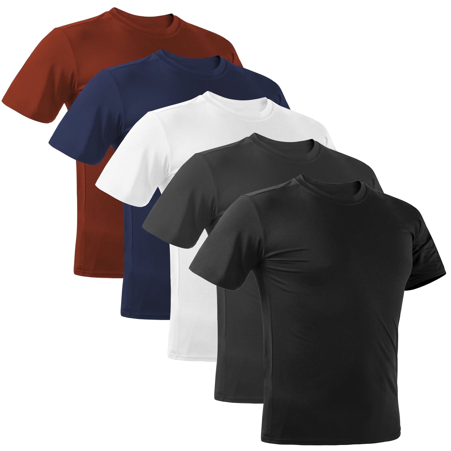 REDESS 5 Pack Men's Athletic T Shirts Quick-Dry Active Workout Crew Neck Short Sleeve Top,Sizes m-2XL