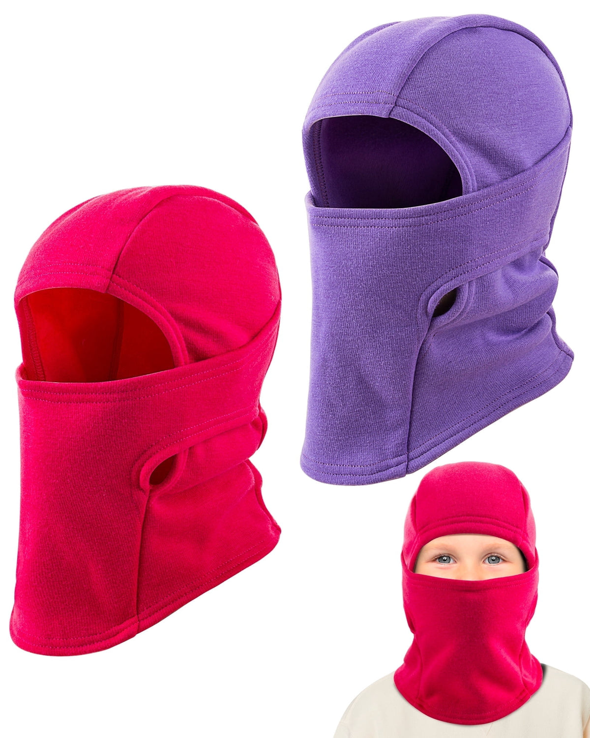 REDESS Balaclava Face Mask for Kid Warm Fleece Windproof Ski Mask for Boy and Girl,Black 2 Pack
