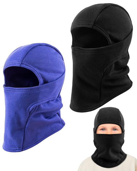 REDESS Balaclava Face Mask for Kid Warm Fleece Windproof Ski Mask for Boy and Girl,Black 2 Pack