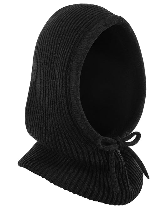 REDESS Winter Beanie Hats for Women Knit Beanie with Adjustable Drawstring Warm Hooded Skull Cap,Black