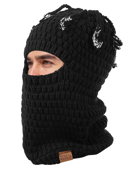 REDESS Balaclava Ski Mask for Men and Women,Warm Acrylic Windproof Winter Hat for Motorcycle Ski Hiking,Black