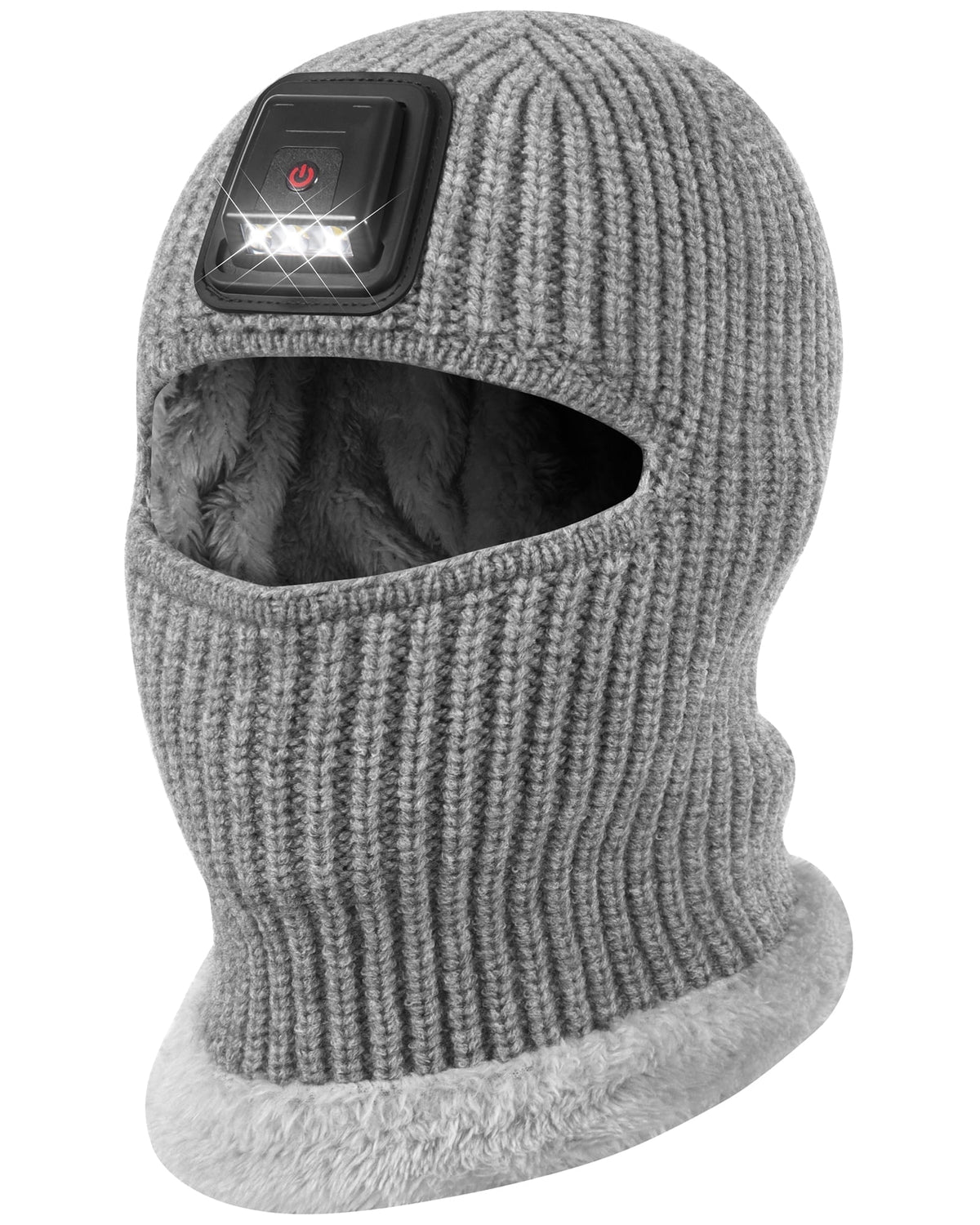 REDESS Balaclava with Light Face Mask for Kid,Unisex USB Rechargeable LED Headlamp Balaclava Black