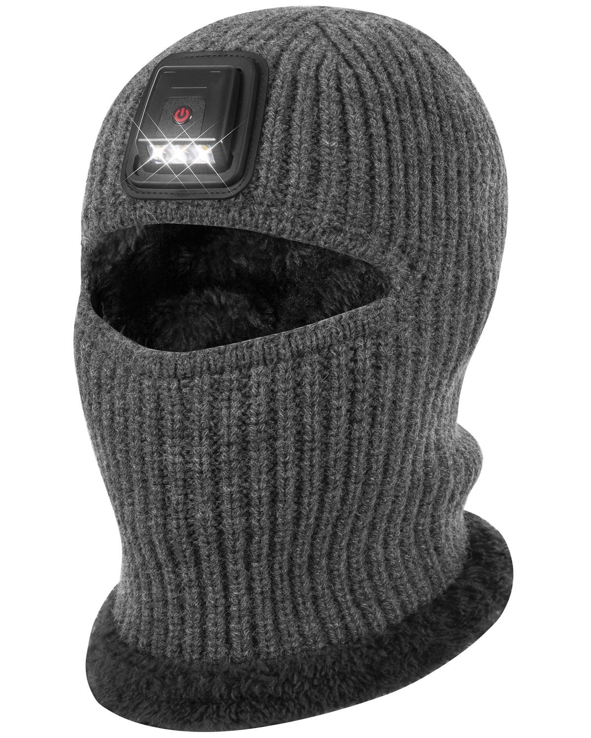 REDESS Balaclava with Light Face Mask for Kid,Unisex USB Rechargeable LED Headlamp Balaclava Black