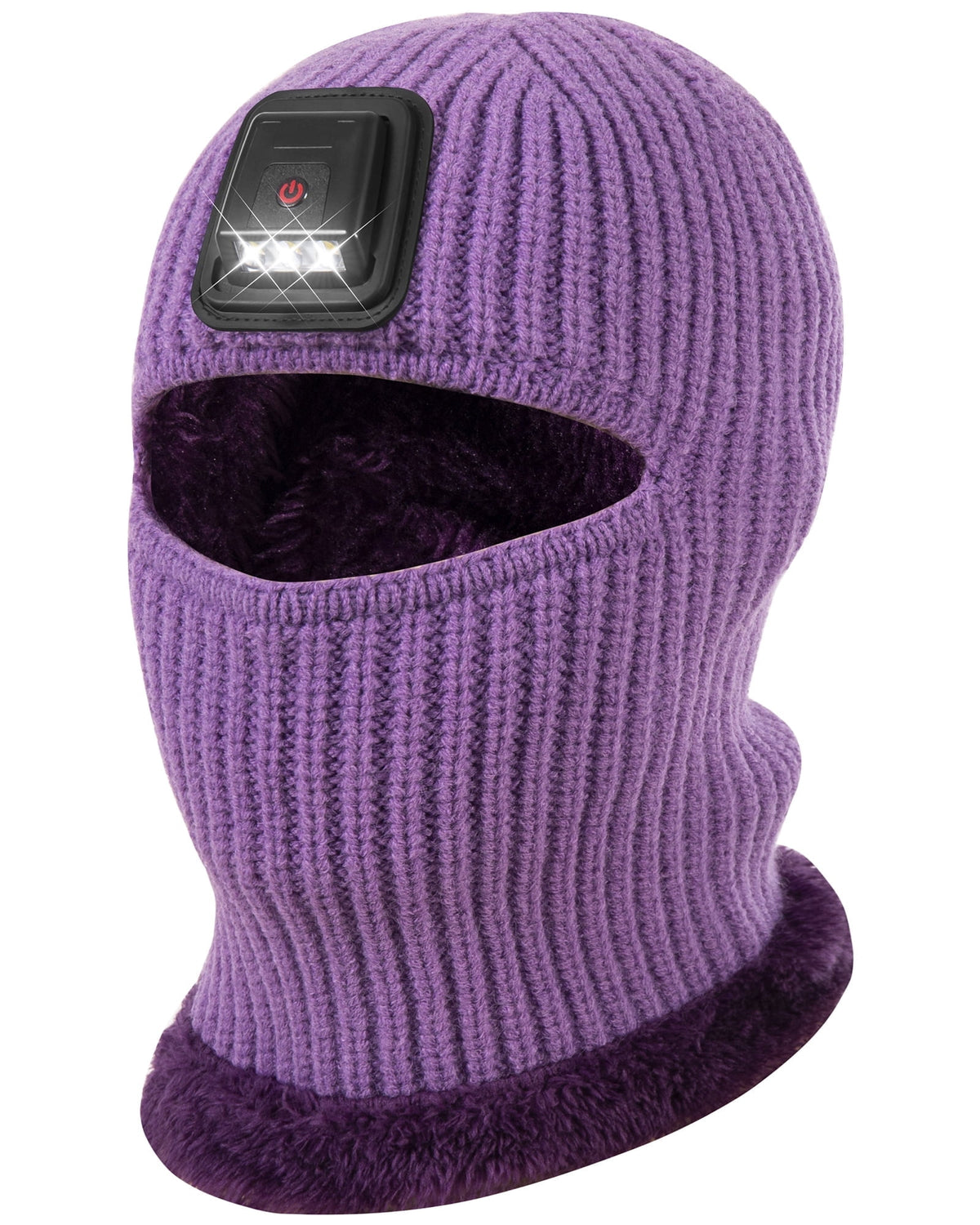 REDESS Balaclava with Light Face Mask for Kid,Unisex USB Rechargeable LED Headlamp Balaclava Black