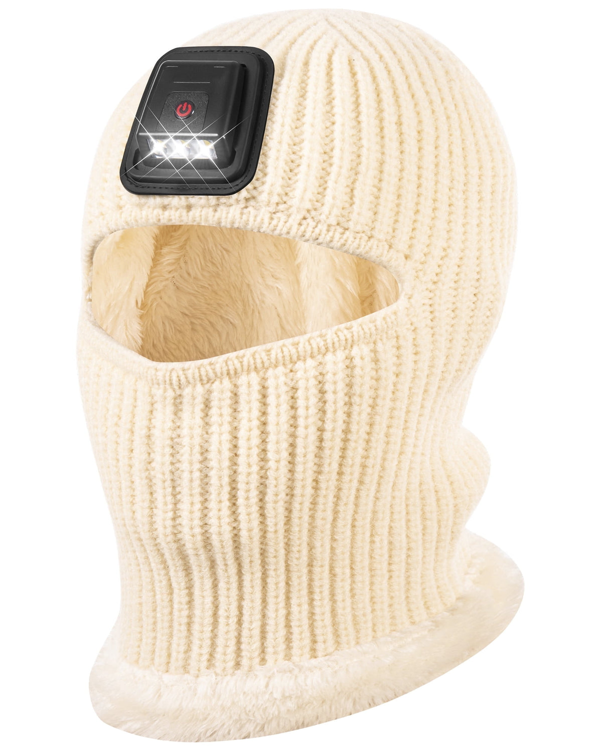 REDESS Balaclava with Light Face Mask for Kid,Unisex USB Rechargeable LED Headlamp Balaclava Black