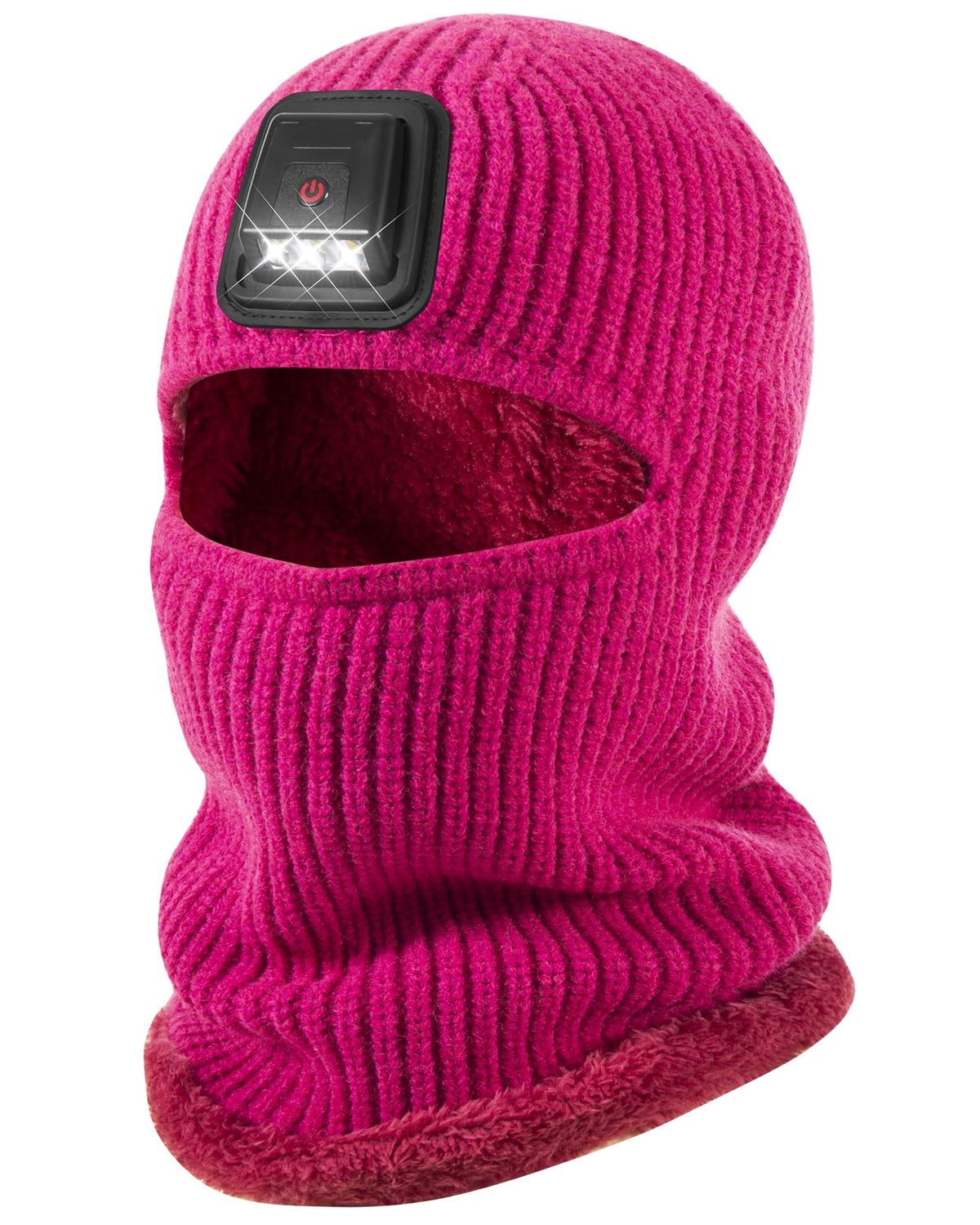 REDESS Balaclava Ski Mask with Light for Men and Women,USB Rechargeable LED Headlamp Winter Warm Balaclava,Black