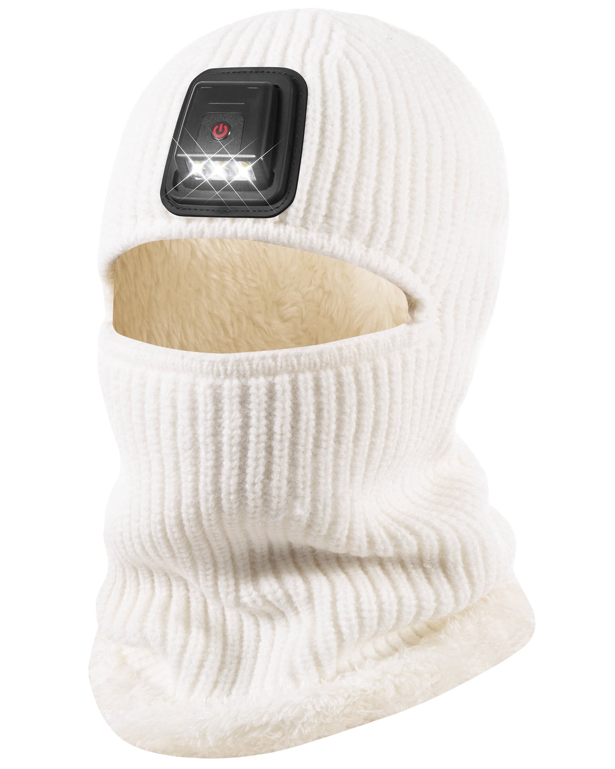 REDESS Balaclava Ski Mask with Light for Men and Women,USB Rechargeable LED Headlamp Winter Warm Balaclava,Black