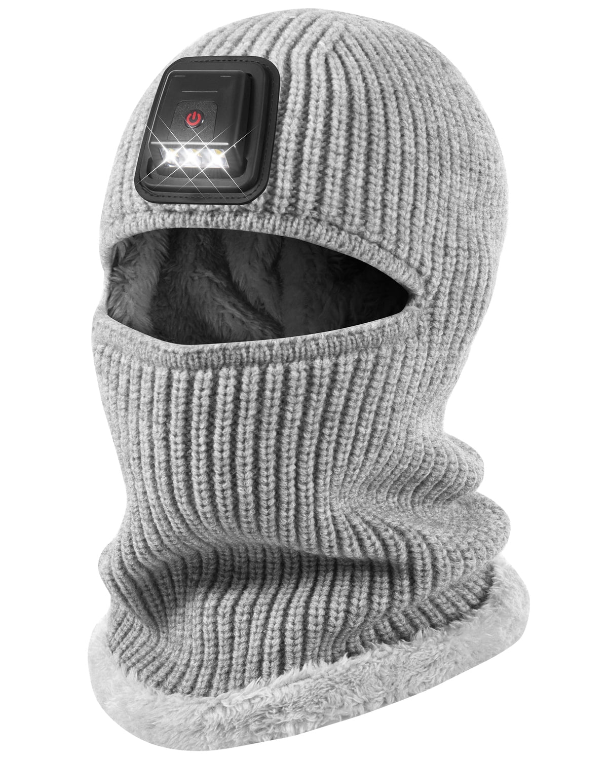 REDESS Balaclava Ski Mask with Light for Men and Women,USB Rechargeable LED Headlamp Winter Warm Balaclava,Black