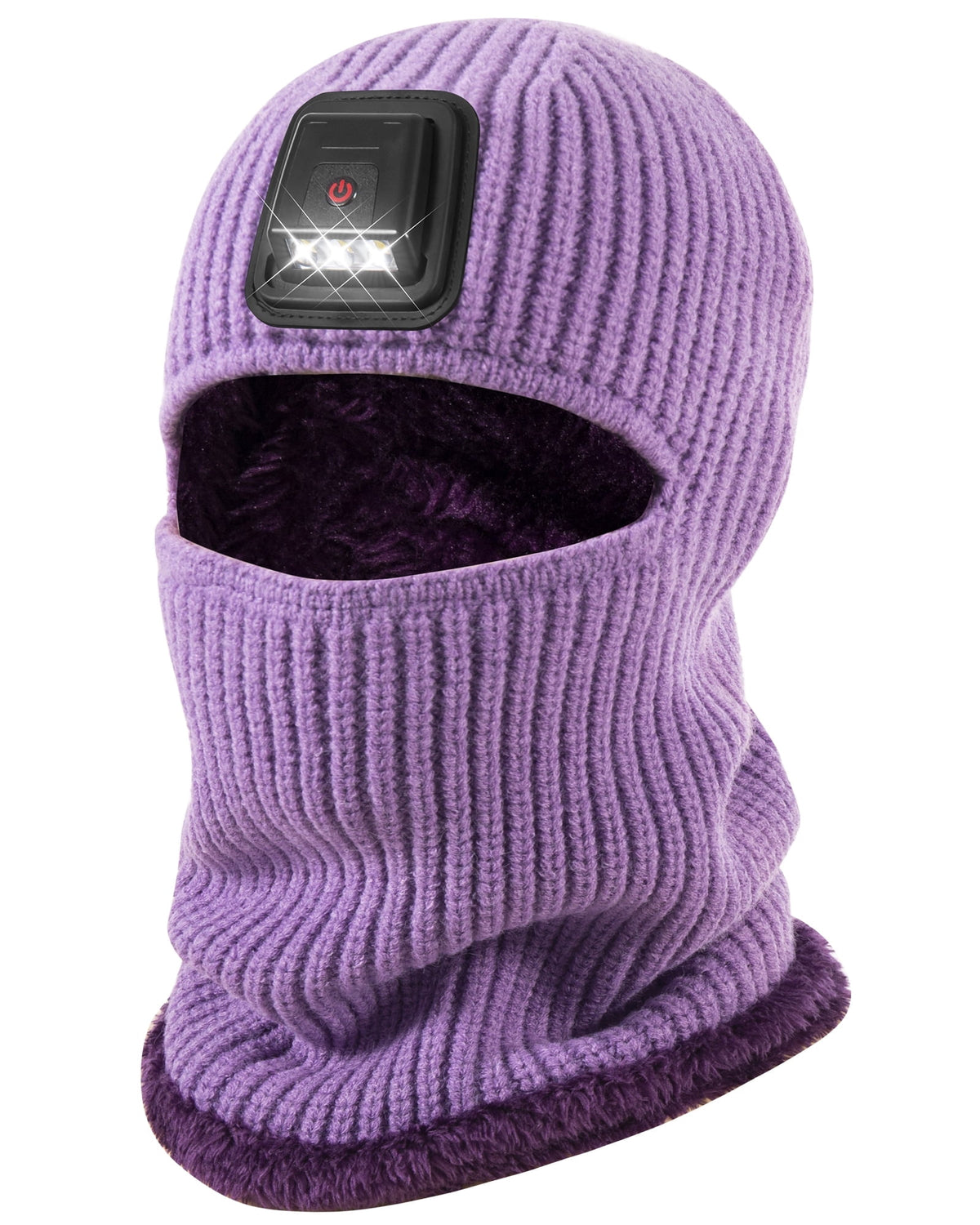 REDESS Balaclava Ski Mask with Light for Men and Women,USB Rechargeable LED Headlamp Winter Warm Balaclava,Black