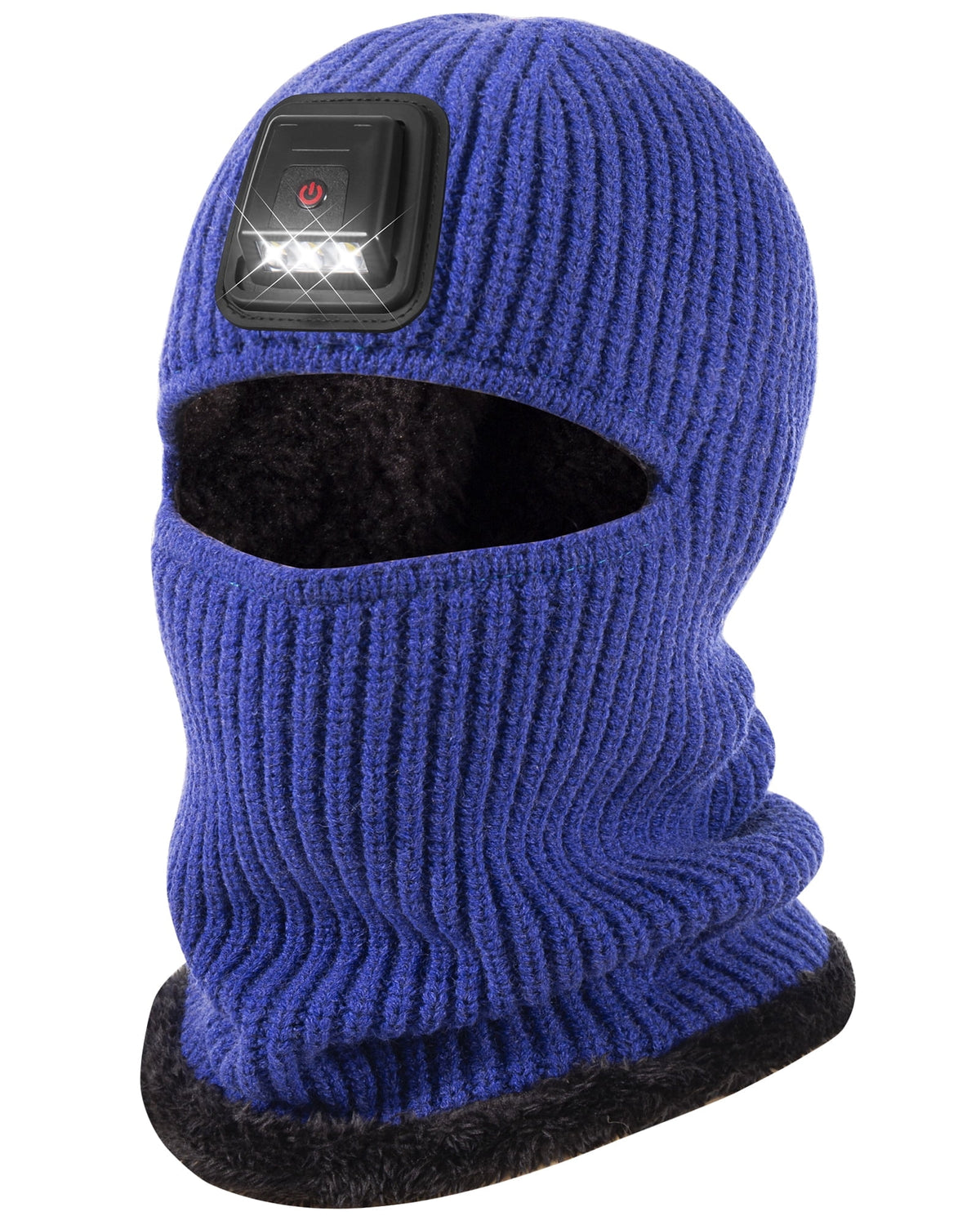 REDESS Balaclava Ski Mask with Light for Men and Women,USB Rechargeable LED Headlamp Winter Warm Balaclava,Black