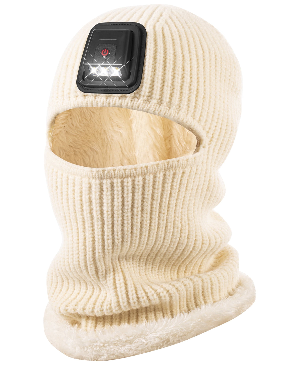 REDESS Balaclava Ski Mask with Light for Men and Women,USB Rechargeable LED Headlamp Winter Warm Balaclava,Black