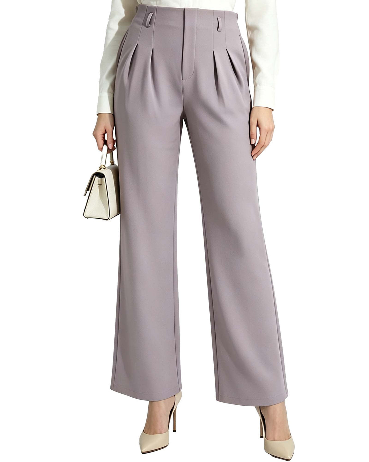 REDESS Dress Pants for Women Wide Leg Pant Business Casual Flowy Palazzo Pants with Pocket,XS-2XL
