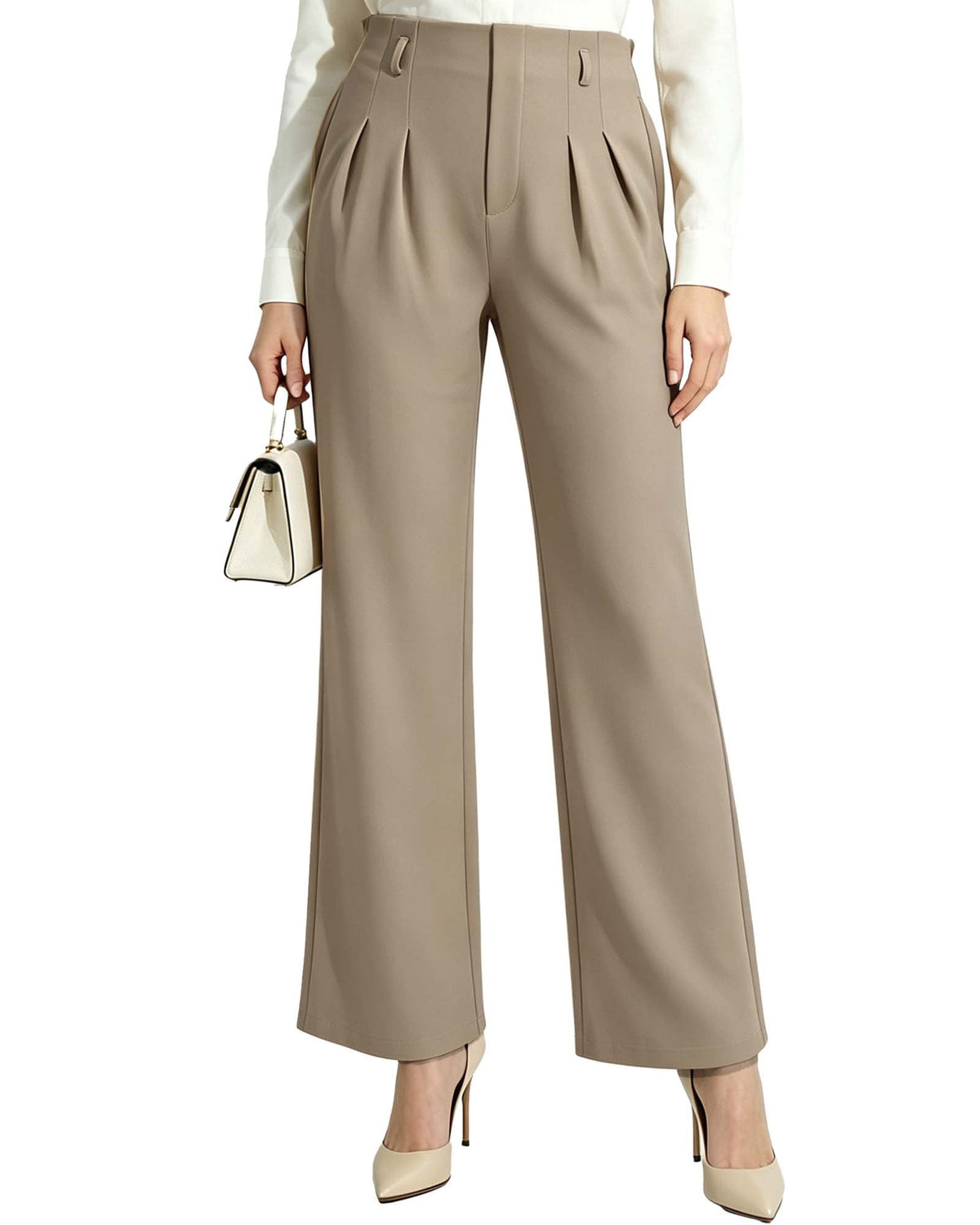REDESS Dress Pants for Women Wide Leg Pant Business Casual Flowy Palazzo Pants with Pocket,XS-2XL