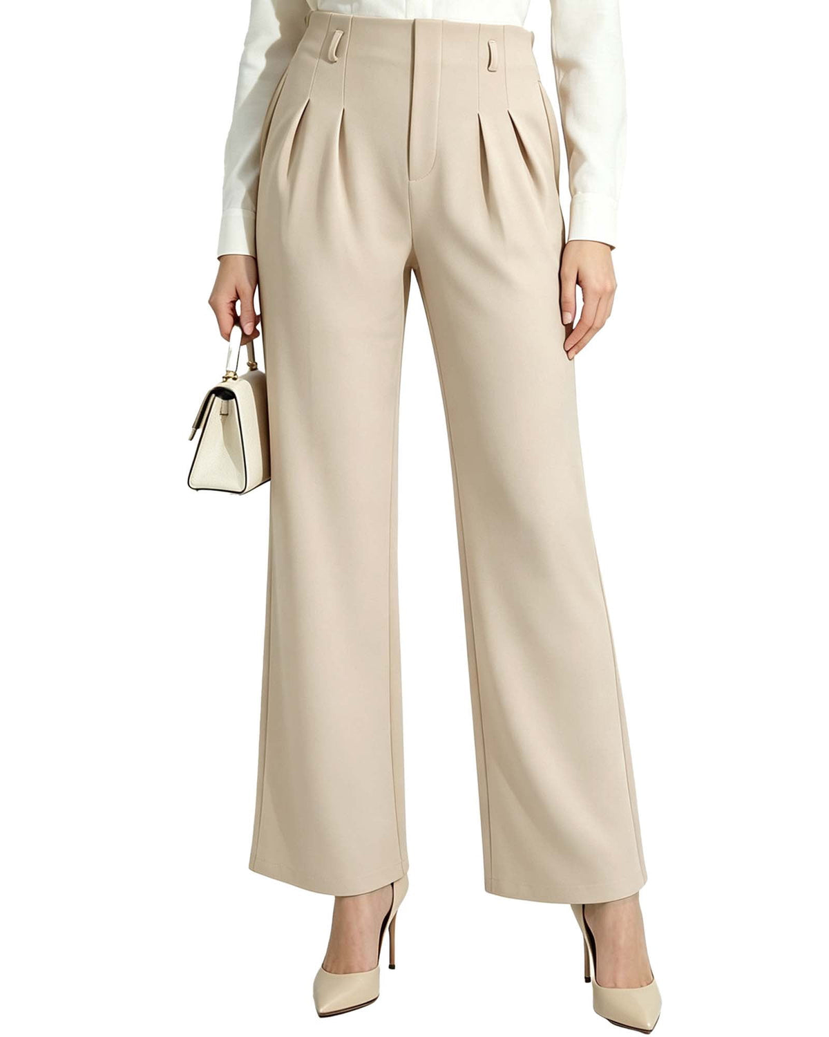 REDESS Dress Pants for Women Wide Leg Pant Business Casual Flowy Palazzo Pants with Pocket,XS-2XL
