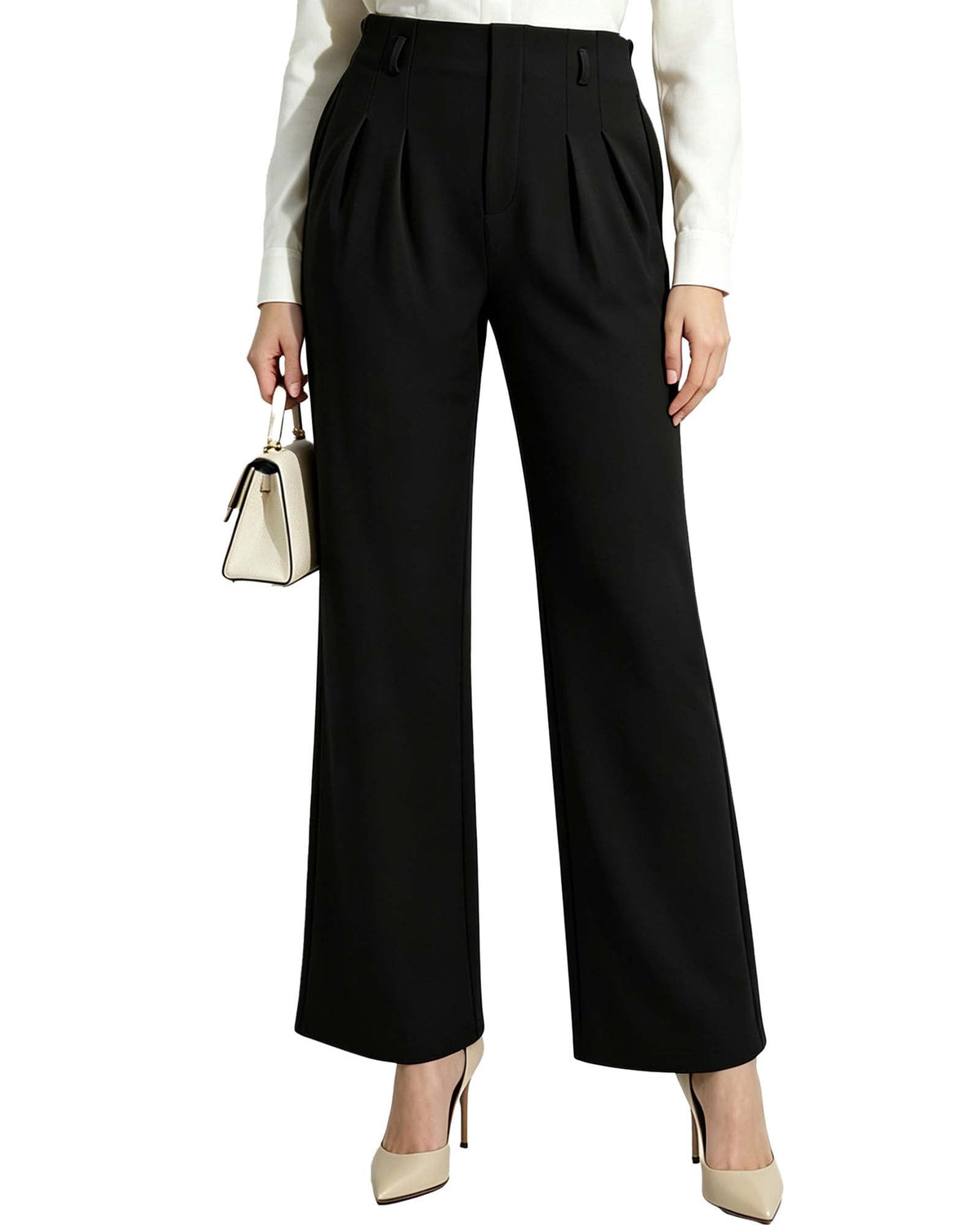 REDESS Dress Pants for Women Wide Leg Pant Business Casual Flowy Palazzo Pants with Pocket,XS-2XL