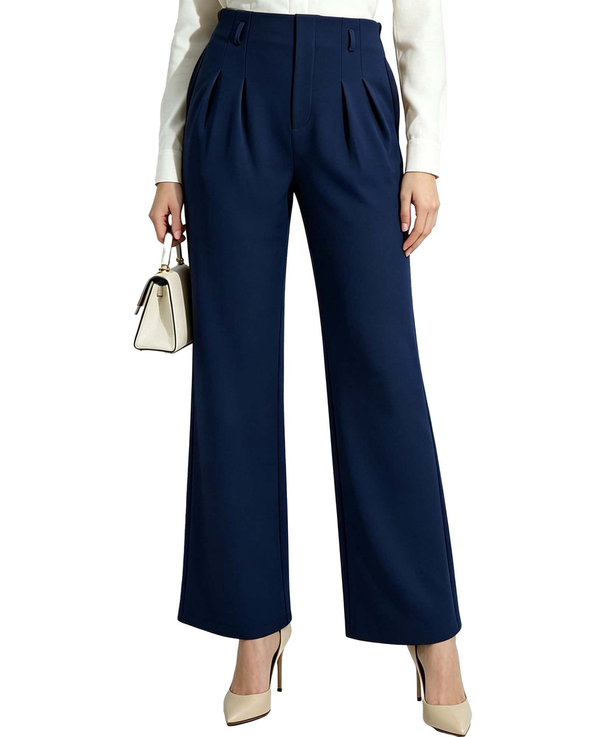 REDESS Dress Pants for Women Wide Leg Pant Business Casual Flowy Palazzo Pants with Pocket,XS-2XL