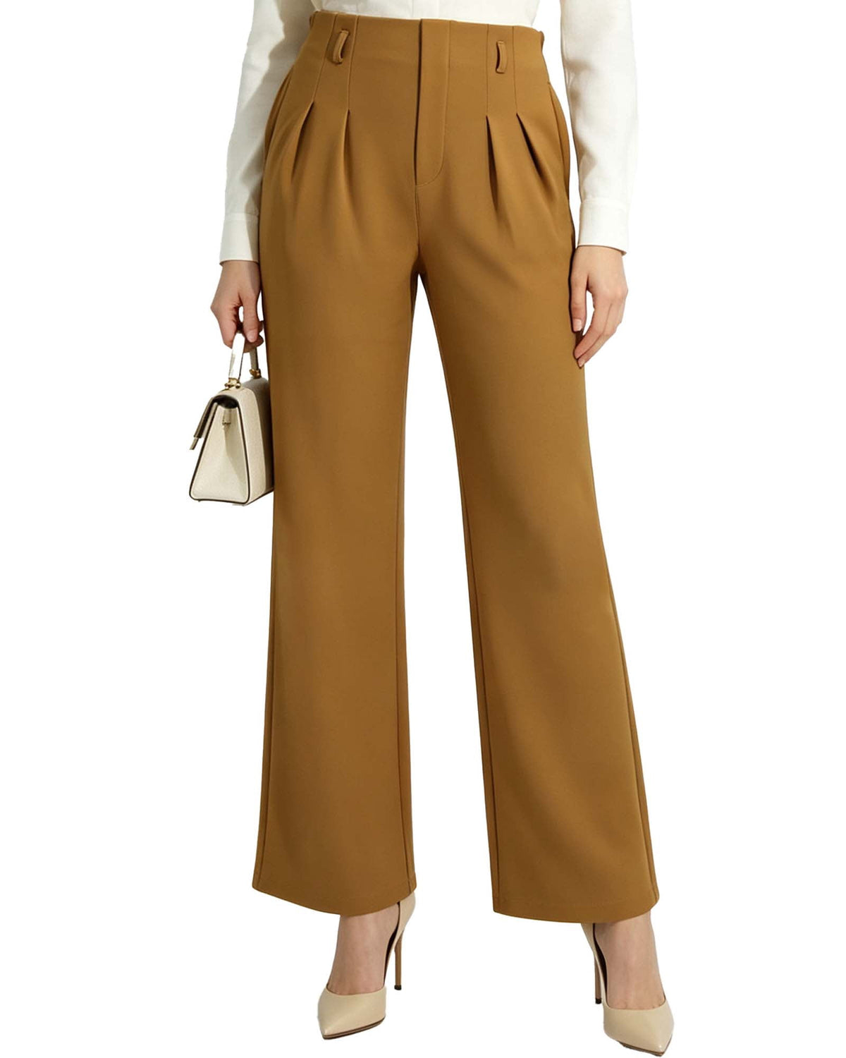 REDESS Dress Pants for Women Wide Leg Pant Business Casual Flowy Palazzo Pants with Pocket,XS-2XL