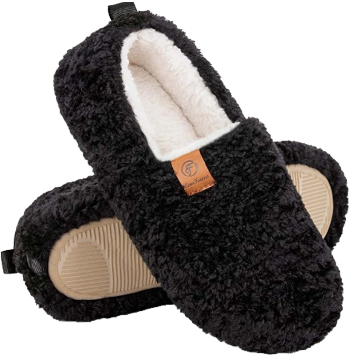 REDESS Fuzzy Slippers for Women Closed Toe Womens Faux Fur Memory Foam Comfy House Slippers Dark Gray